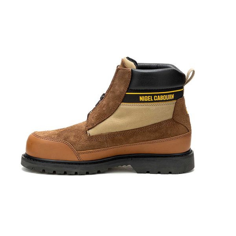 Brown Men's Caterpillar Utah Zip Boots | 197608-EOR