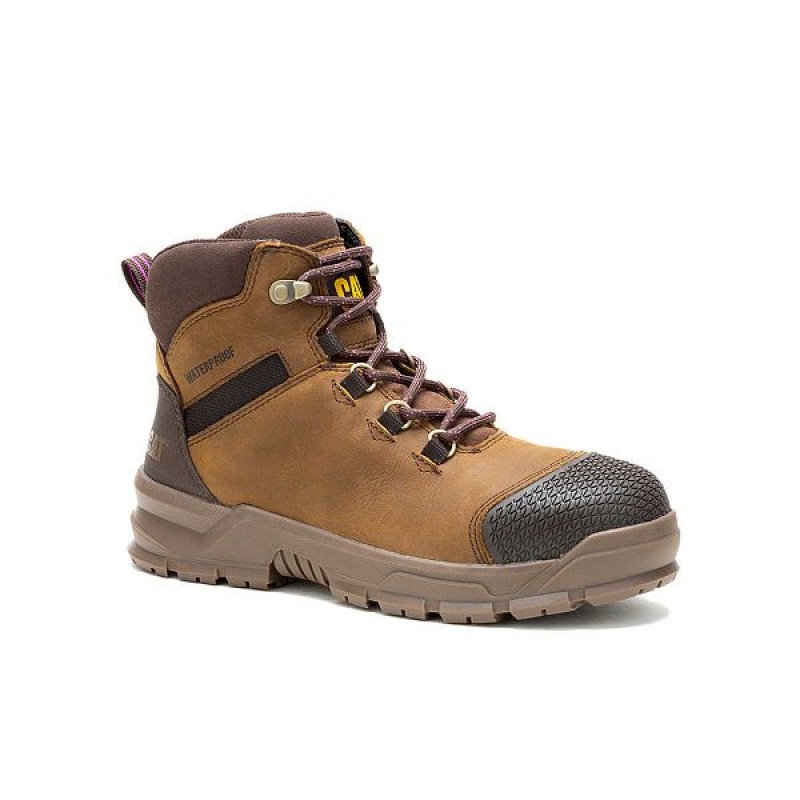 Brown Women's Caterpillar Accomplice X Waterproof Steel Toe Work Boots | 704165-ETF