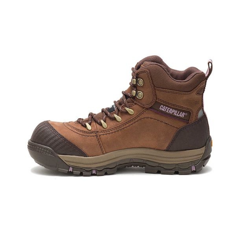 Brown Women's Caterpillar Ally Waterproof Composite Toe Work Boots | 864709-RAY