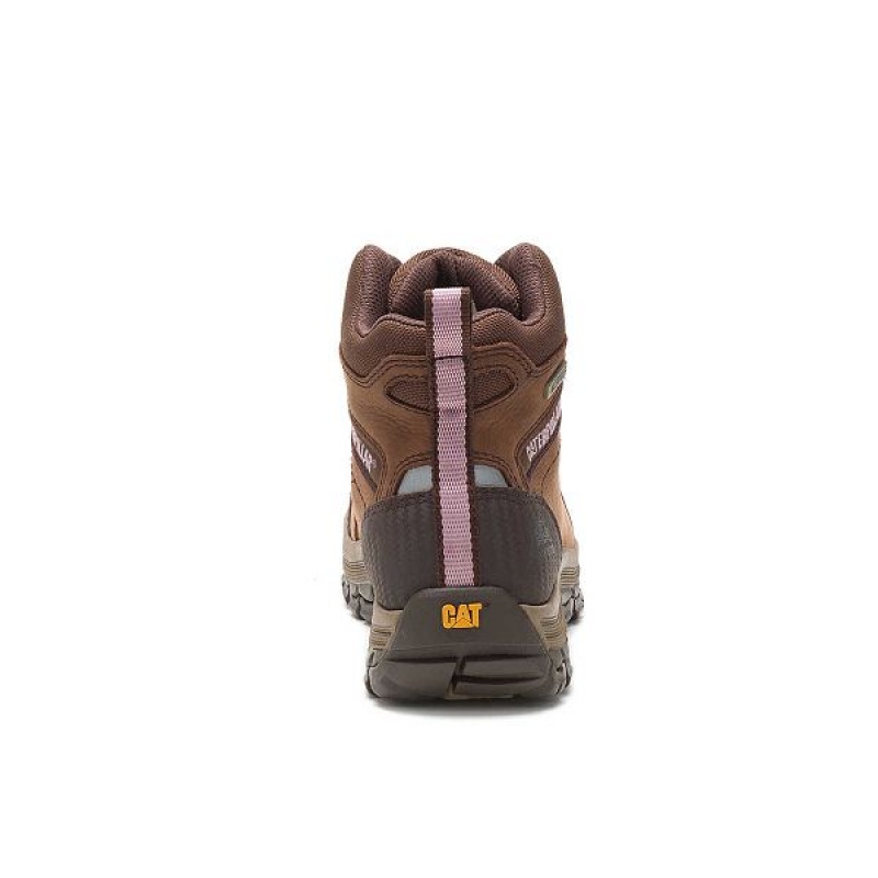 Brown Women's Caterpillar Ally Waterproof Composite Toe Work Boots | 864709-RAY