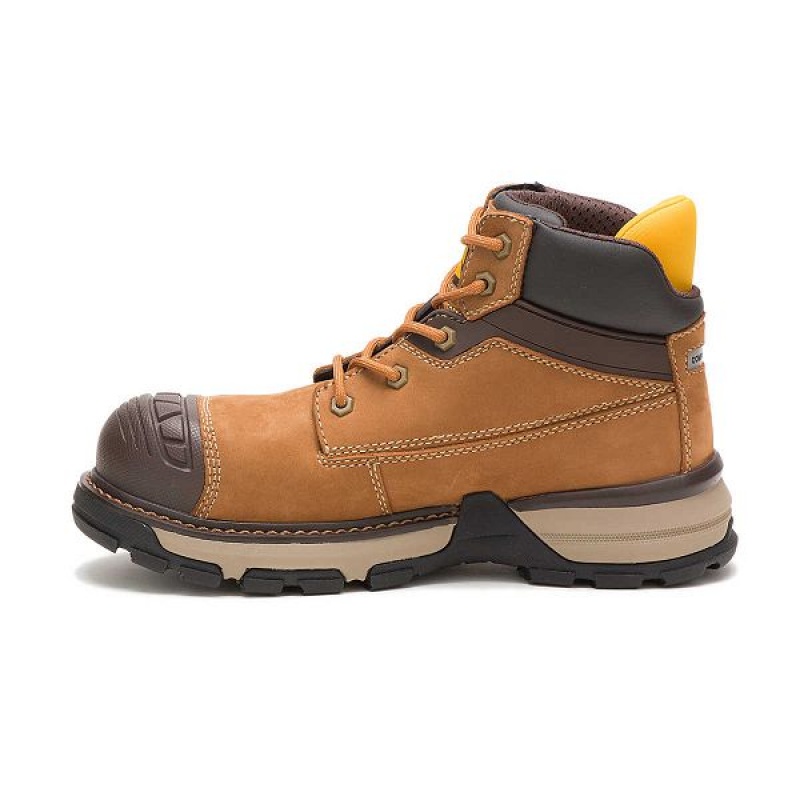 Brown Women's Caterpillar Excavator Superlite Waterproof Carbon Composite Toe Work Boots | 813604-RCV