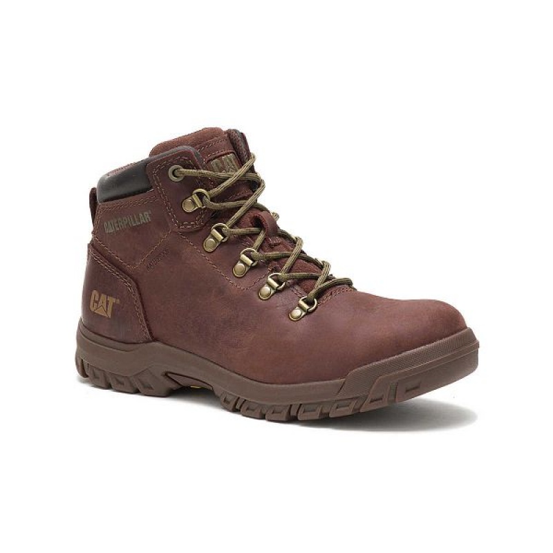 Brown Women's Caterpillar Mae Steel Toe Waterproof Work Boots | 736591-GSO