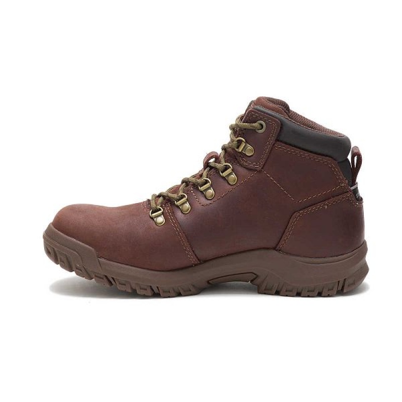 Brown Women's Caterpillar Mae Steel Toe Waterproof Work Boots | 736591-GSO