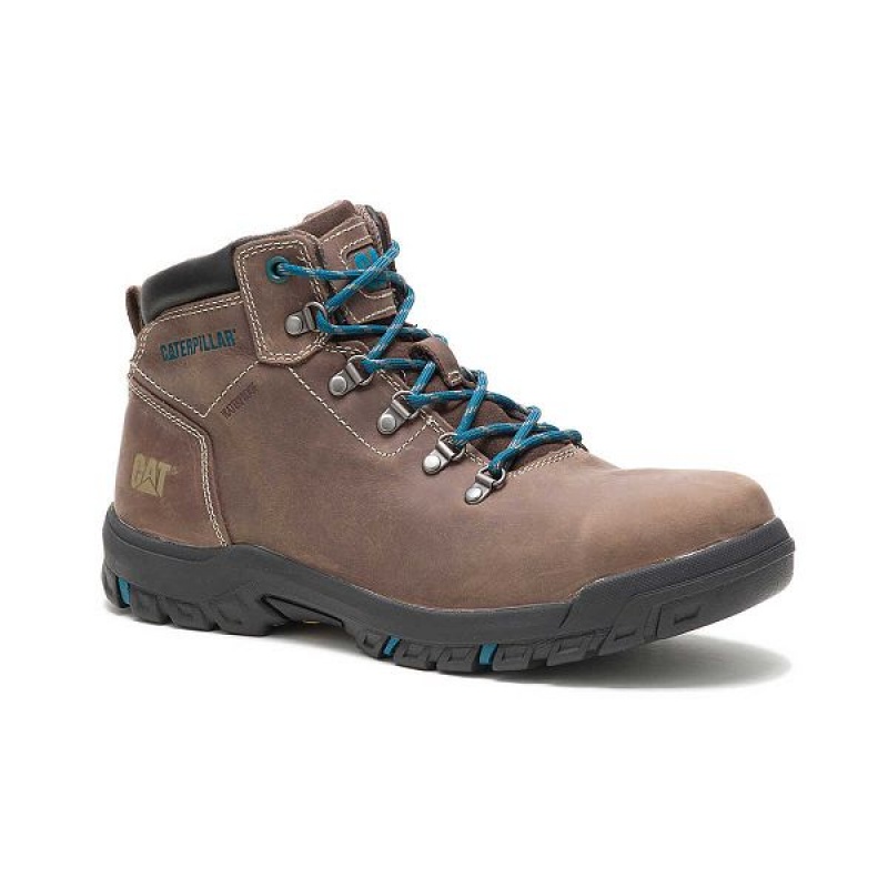 Brown Women's Caterpillar Mae Steel Toe Waterproof Work Boots | 706923-MAL