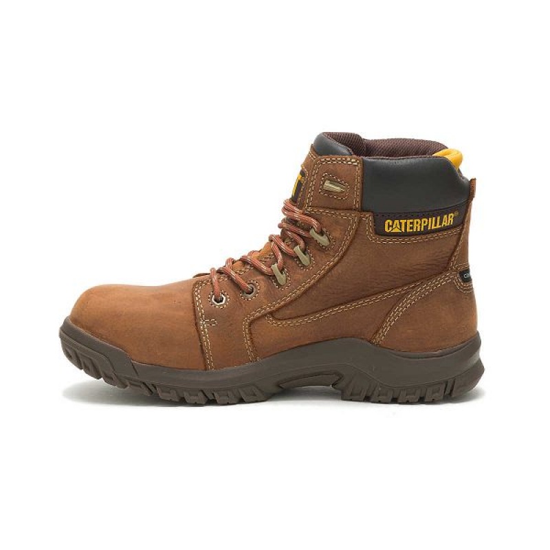 Brown Women's Caterpillar Resorption Waterproof Composite Toe Work Boots | 530471-MEQ