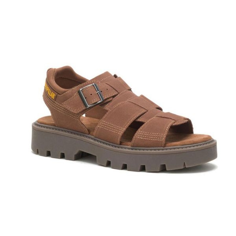 Brown Women's Caterpillar Rigor Sandals | 692537-TWJ