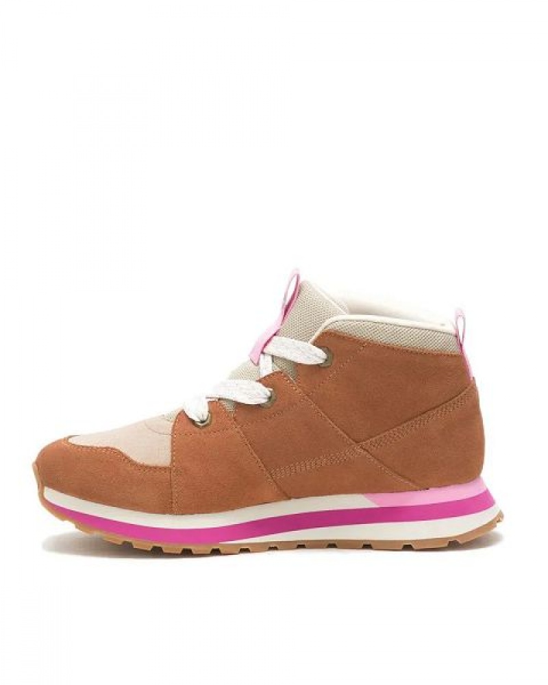 Brown Women's Caterpillar Ventura Mid Elevated Sneakers | 152867-PNI