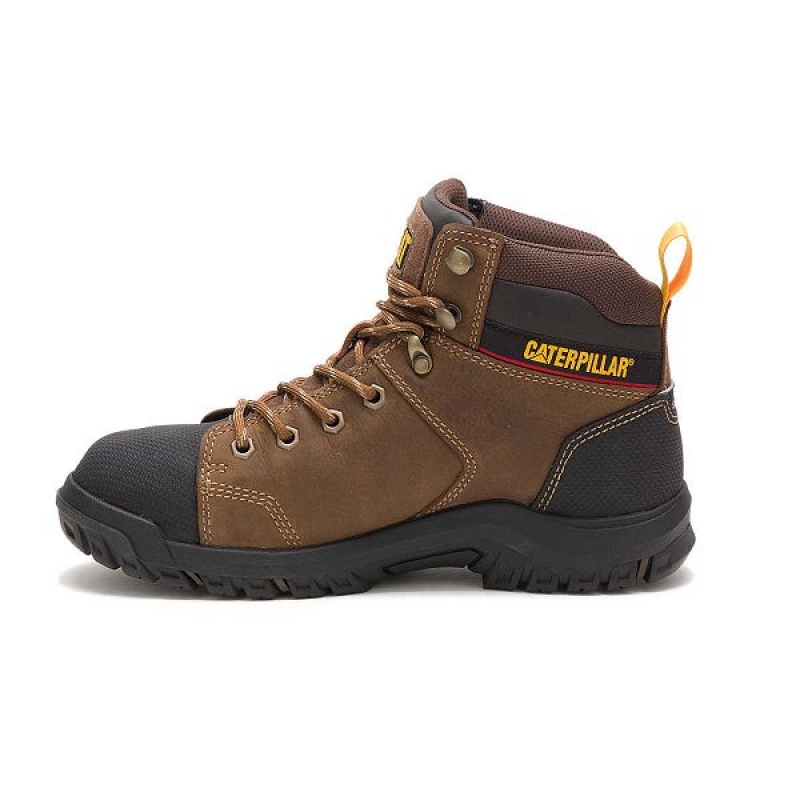 Brown Women's Caterpillar Wellspring Waterproof Metatarsal Guard Steel Toe Work Boots | 952417-WIP