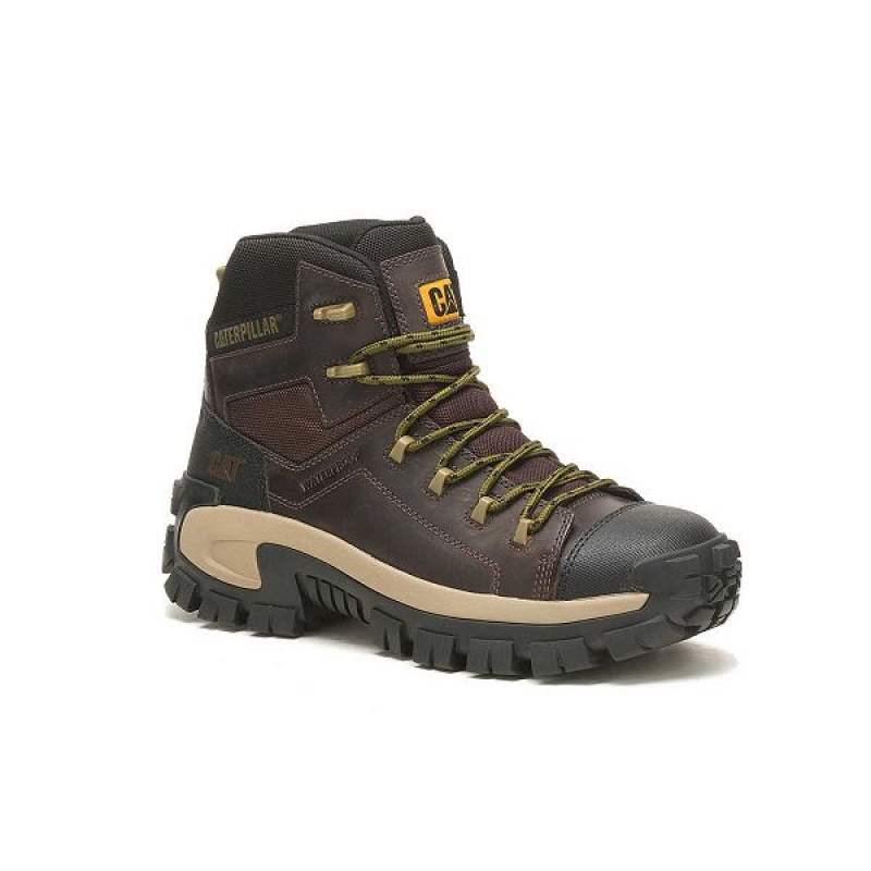 Coffee Men's Caterpillar Invader Hiker Waterproof Composite Toe Work Boots | 014673-IPF