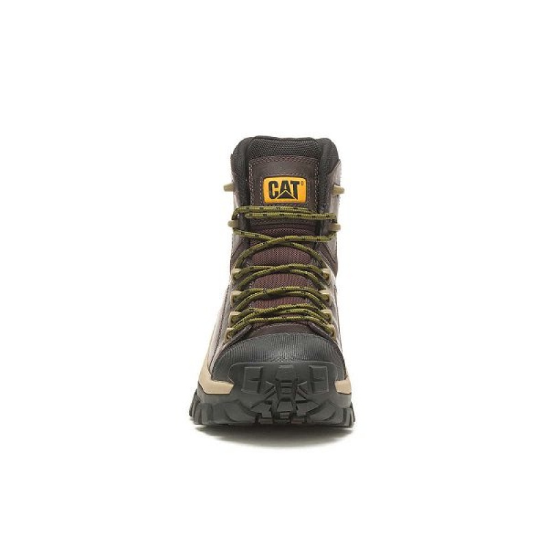 Coffee Men's Caterpillar Invader Hiker Waterproof Composite Toe Work Boots | 014673-IPF