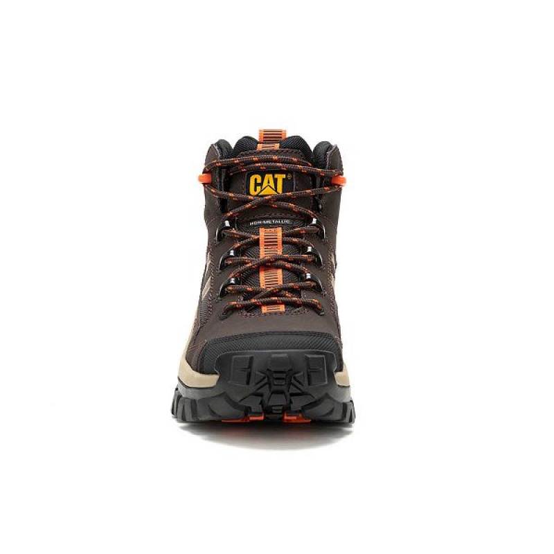 Coffee Men's Caterpillar Invader Mid Vent Composite Toe Work Boots | 025461-LTI