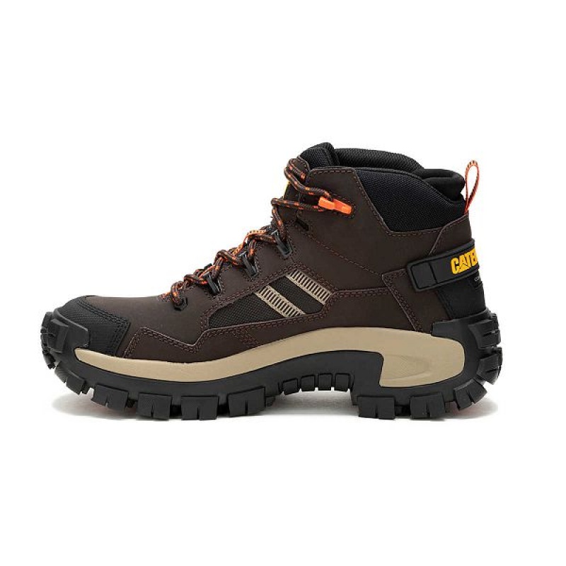 Coffee Men's Caterpillar Invader Mid Vent Composite Toe Work Boots | 025461-LTI