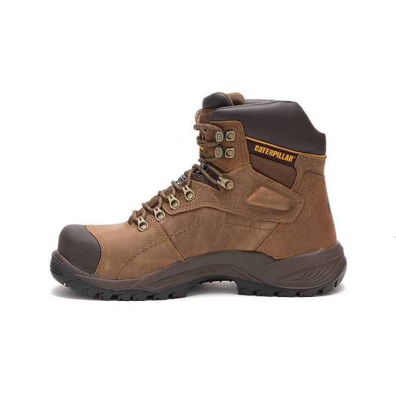 Dark / Beige Men's Caterpillar Diagnostic Hi Waterproof Thinsulate™ Steel Toe Work Boots | 453201-KGY