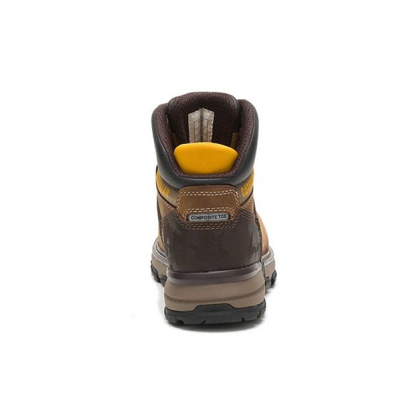 Dark / Beige Men's Caterpillar Excavator Superlite Waterproof Carbon Composite Toe Work Boots | 859716-OTC