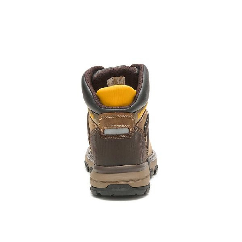 Dark / Beige Men's Caterpillar Excavator Superlite Waterproof Soft Toe Work Boots | 689430-PFZ