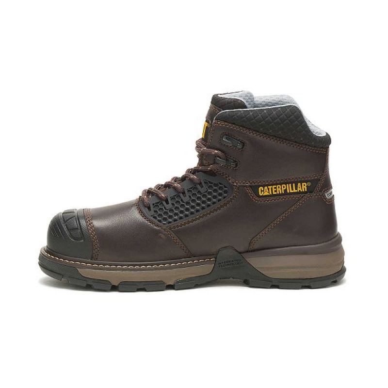 Dark / Brown Men's Caterpillar Excavator Superlite Cool Carbon Composite Toe Work Boots | 184560-CJS