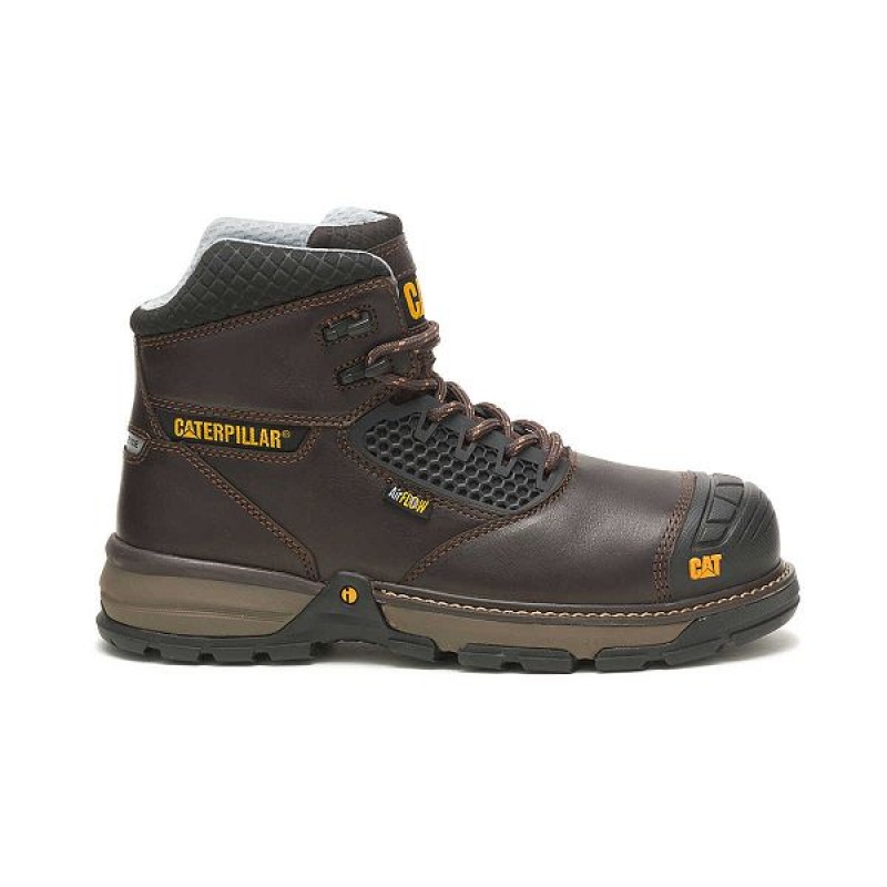 Dark / Brown Men\'s Caterpillar Excavator Superlite Cool Carbon Composite Toe Work Boots | 184560-CJS