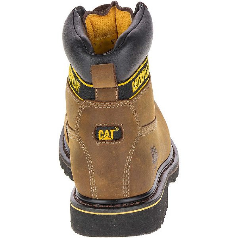 Dark / Brown Men's Caterpillar Holton Steel Toe S3 HRO SRC Work Boots | 287935-FTC