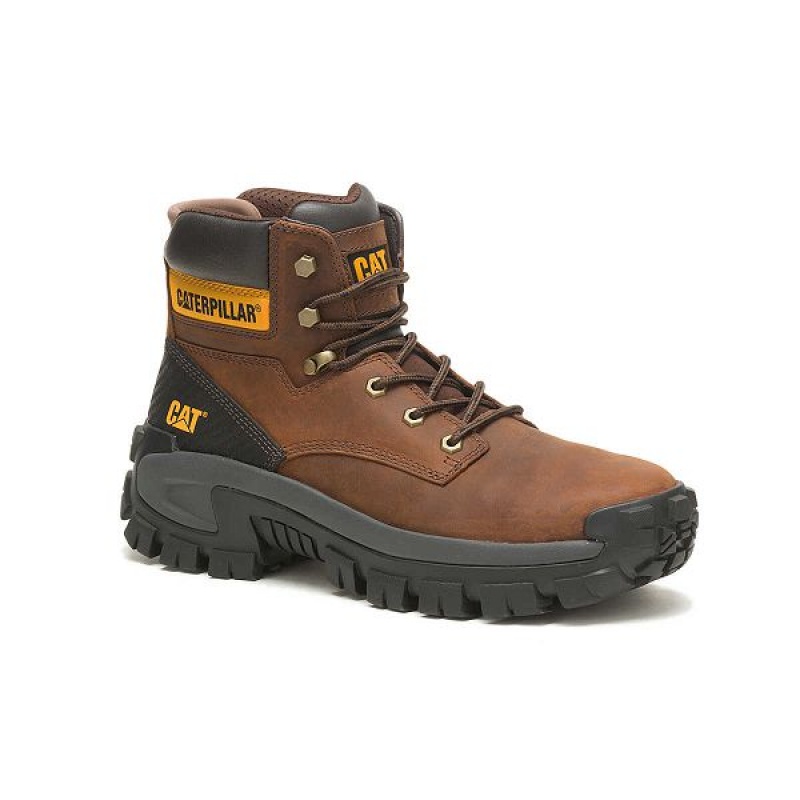 Dark / Brown Men's Caterpillar Invader Hi Steel Toe Work Boots | 189076-AKF