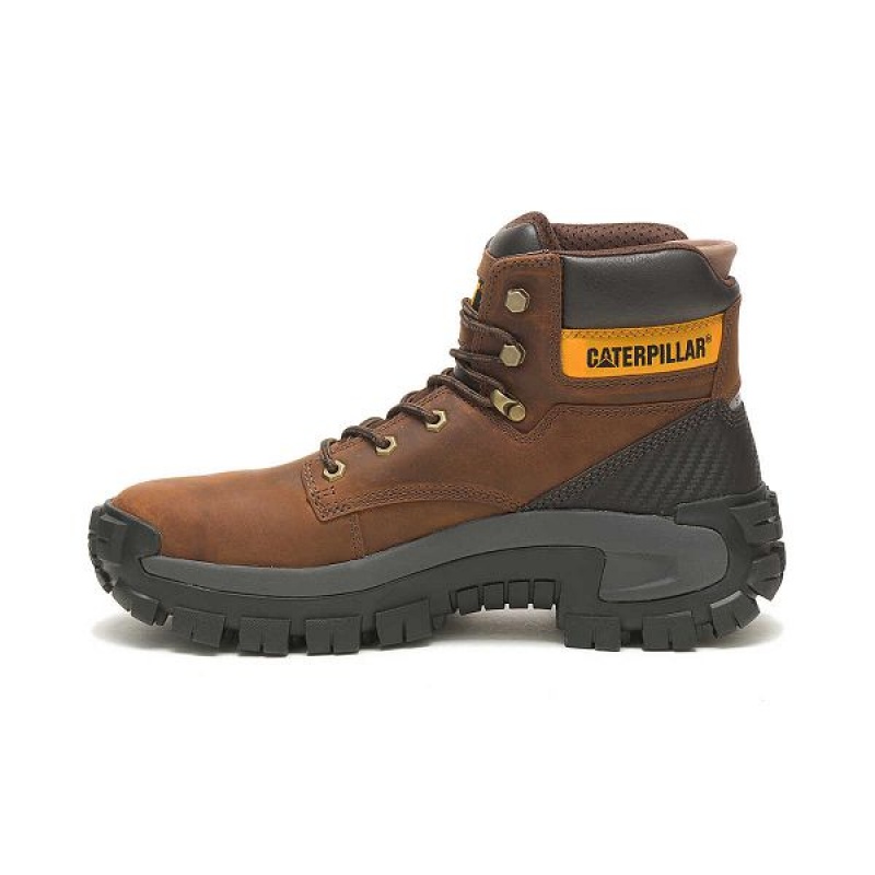 Dark / Brown Men's Caterpillar Invader Hi Steel Toe Work Boots | 189076-AKF