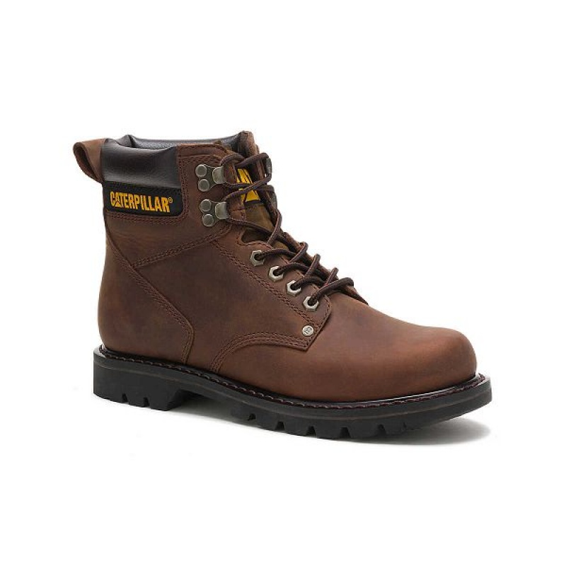 Dark / Brown Men's Caterpillar Second Shift Work Boots | 359208-FHG