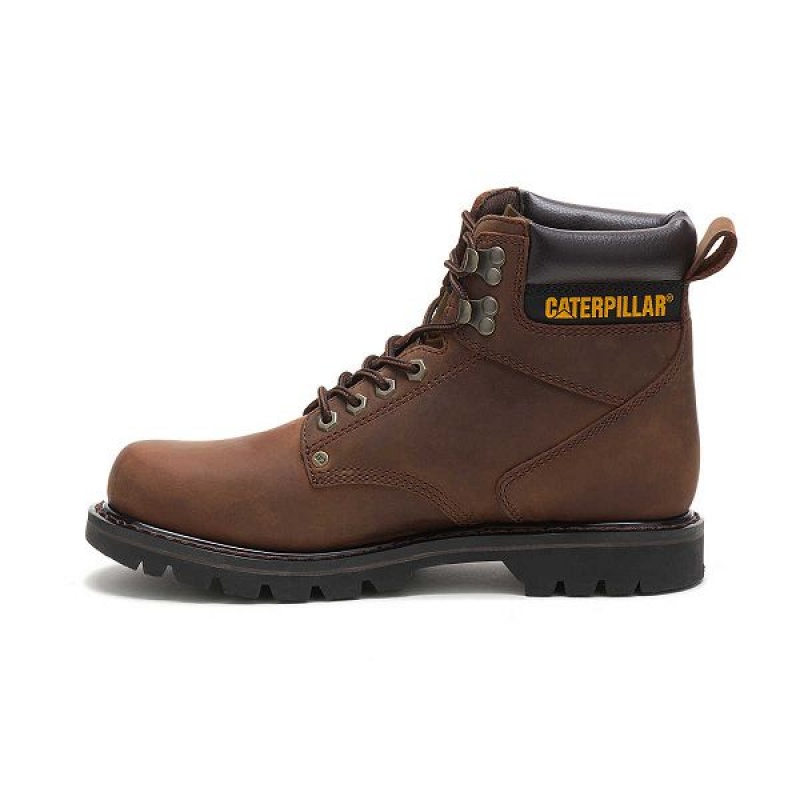 Dark / Brown Men's Caterpillar Second Shift Work Boots | 359208-FHG