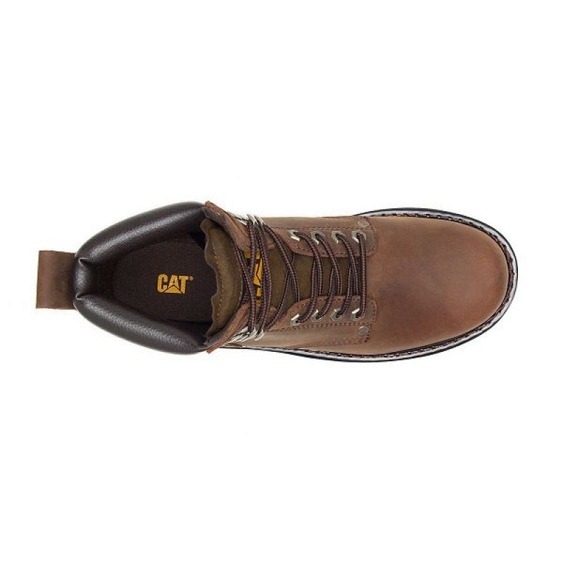 Dark / Brown Men's Caterpillar Second Shift Work Boots | 359208-FHG