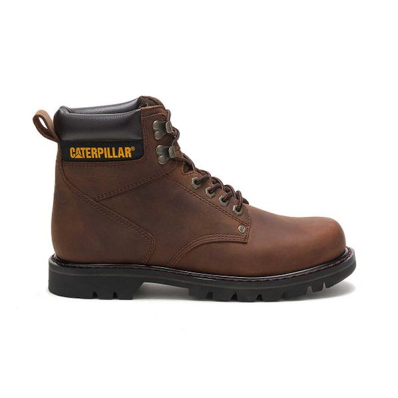 Dark / Brown Men\'s Caterpillar Second Shift Work Boots | 359208-FHG