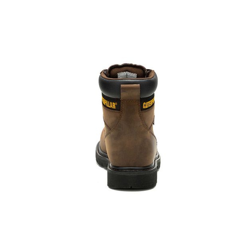 Dark / Brown Men's Caterpillar Second Shift Waterproof Steel Toe Work Boots | 513867-JMA