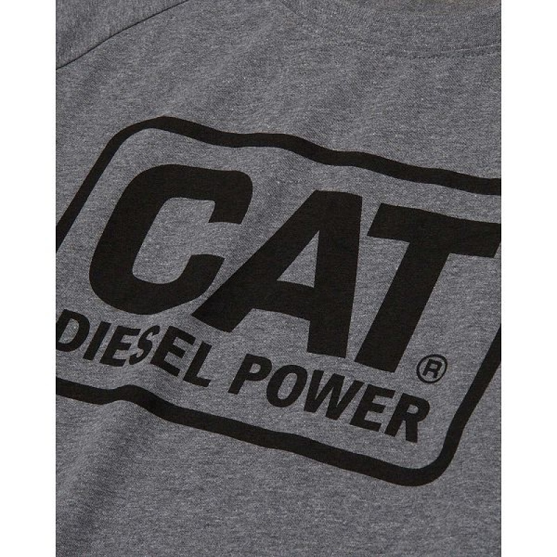 Dark / Grey Men's Caterpillar Cat Diesel Power Long Sleeve Tee T-Shirt | 298651-SVP