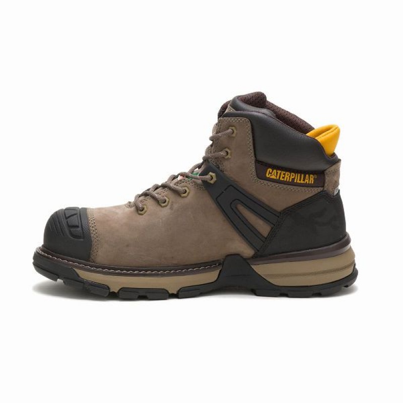 Dark / Grey Men's Caterpillar Excavator Superlite Waterproof Carbon Composite Toe Work Boots | 963248-ACS