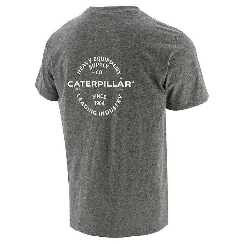 Dark / Grey Men's Caterpillar Industry Leader Short Sleeve Pocket Tee T-Shirt | 048179-SIO