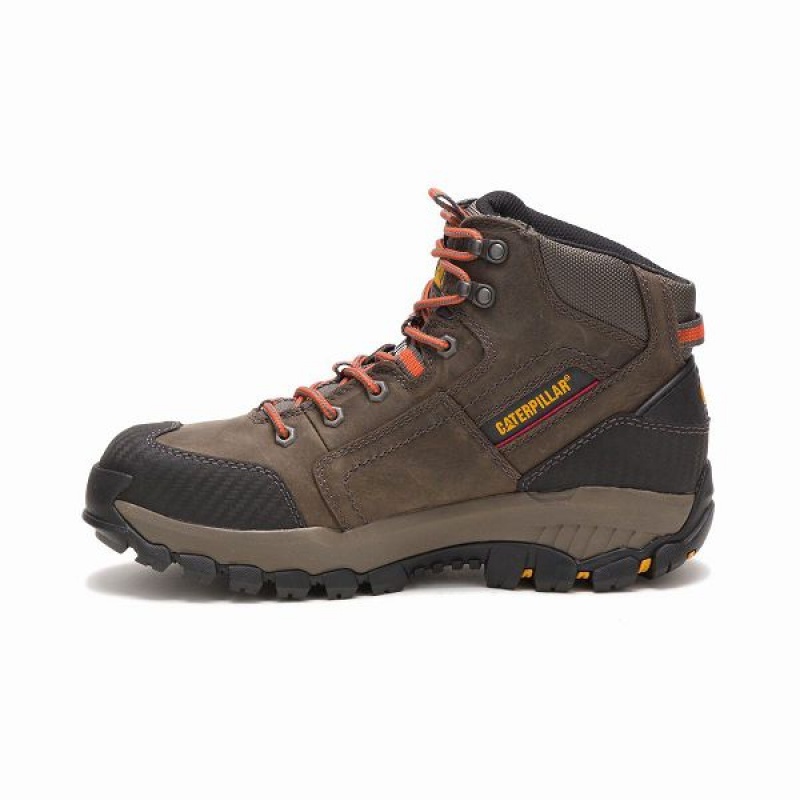 Dark / Grey Men's Caterpillar Navigator Mid Waterproof Steel Toe Work Boots | 647235-MUL