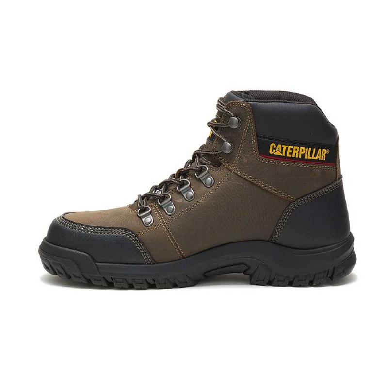 Dark / Grey Men's Caterpillar Outline Steel Toe Work Boots | 365840-FBC