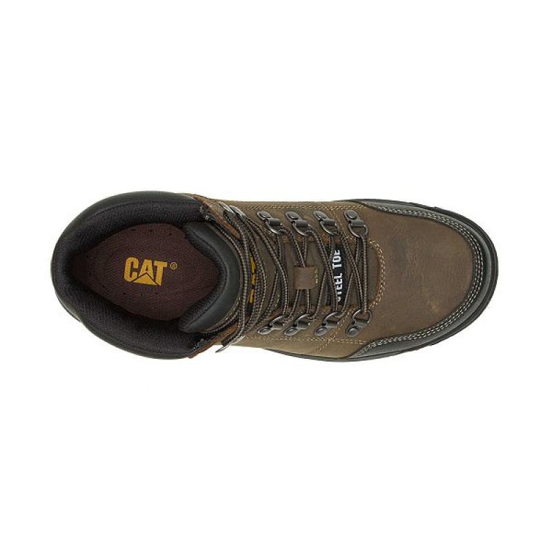 Dark / Grey Men's Caterpillar Outline Steel Toe Work Boots | 365840-FBC