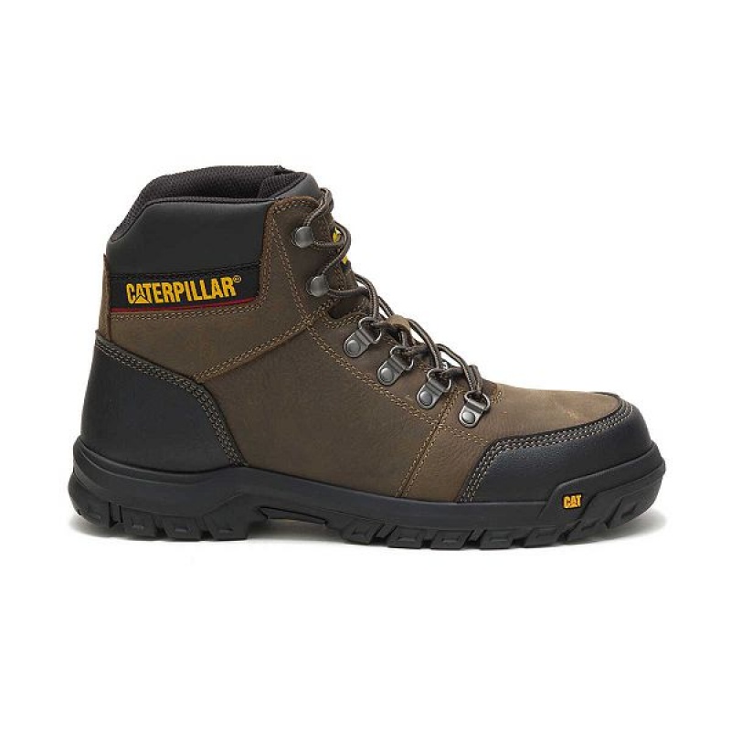 Dark / Grey Men\'s Caterpillar Outline Steel Toe Work Boots | 365840-FBC