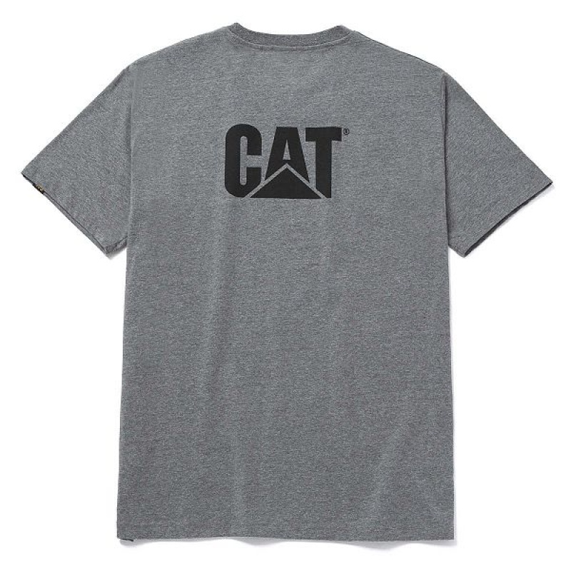 Dark / Grey Men's Caterpillar Trademark Tee T-Shirt | 647328-MZE