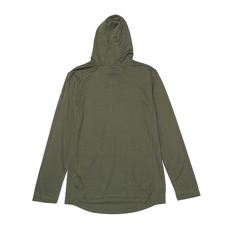 Green Men's Caterpillar Coolmax Lightweight Pullover Hoodie | 320948-AKG