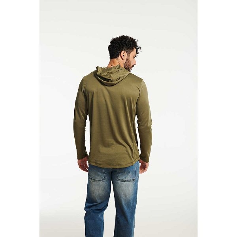 Green Men's Caterpillar Coolmax Lightweight Pullover Hoodie | 320948-AKG