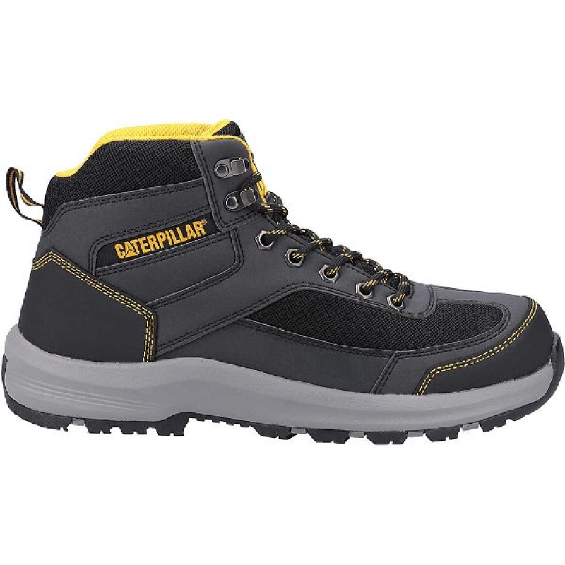 Grey Men\'s Caterpillar Elmore Mid Steel Toe S1P Work Boots | 548013-WUG