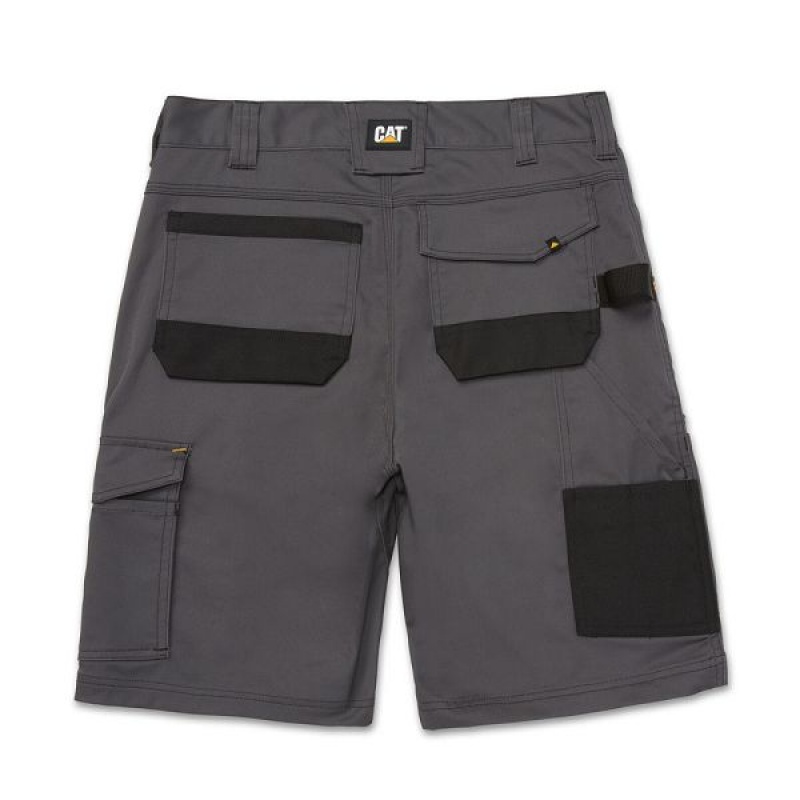 Grey Men's Caterpillar Essential Stretch Shorts | 014987-AXW