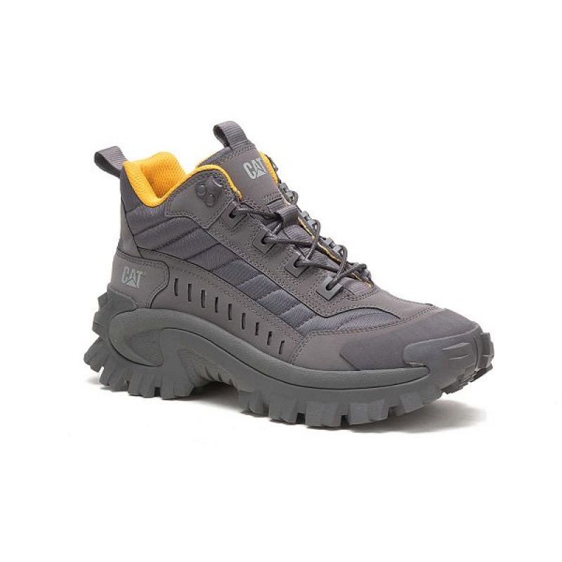 Grey Men's Caterpillar Intruder Mid Sneakers | 167253-PVG