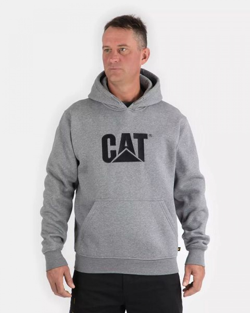 Grey Men\'s Caterpillar Trademark Hoodie | 359274-WGK