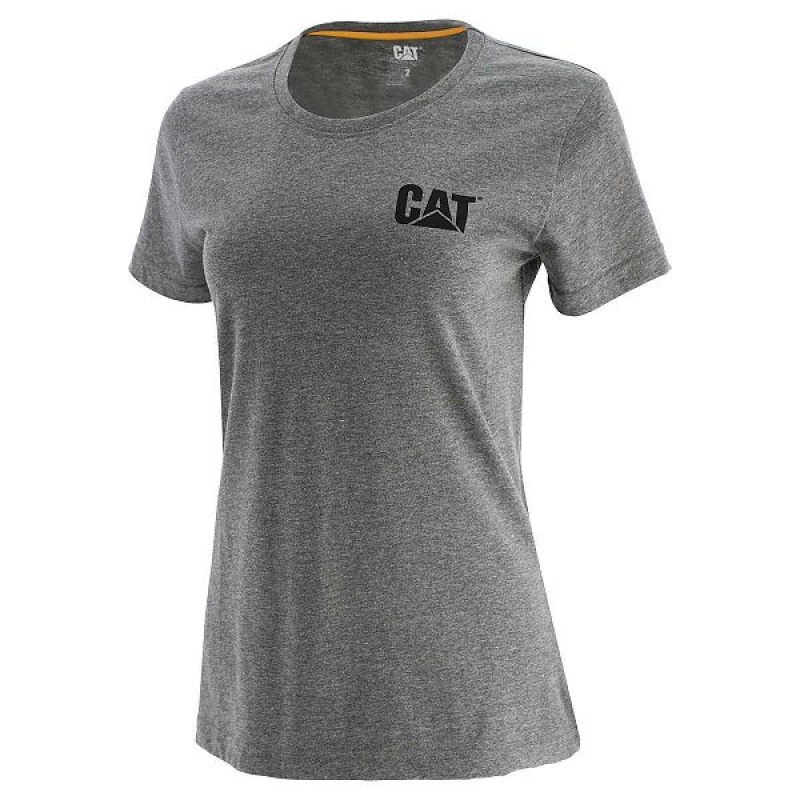 Grey Women\'s Caterpillar Trademark Tee T-Shirt | 605872-CFZ