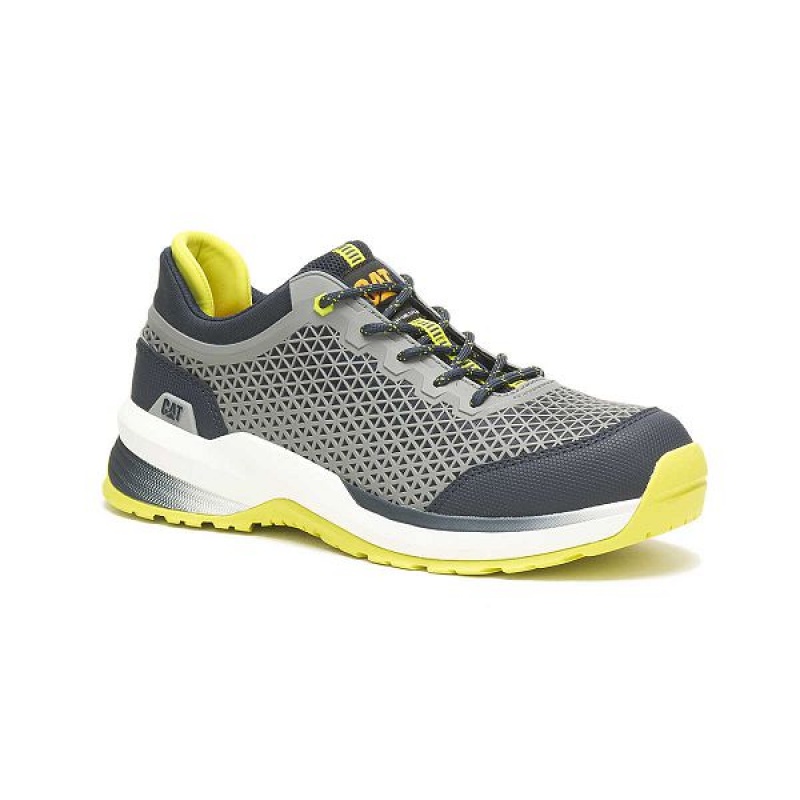 Grey / Yellow Men's Caterpillar Streamline 2.0 Composite Toe Work Shoes | 671503-JHZ