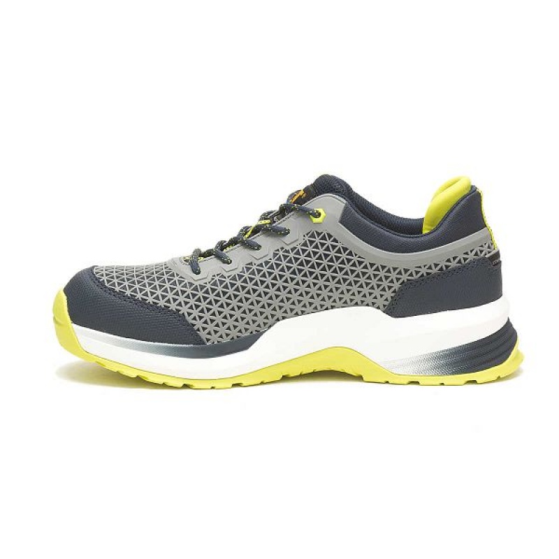 Grey / Yellow Men's Caterpillar Streamline 2.0 Composite Toe Work Shoes | 671503-JHZ