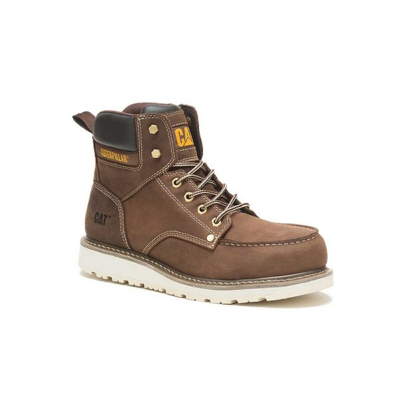 Khaki Men's Caterpillar Calibrate Steel Toe Work Boots | 216570-YIN