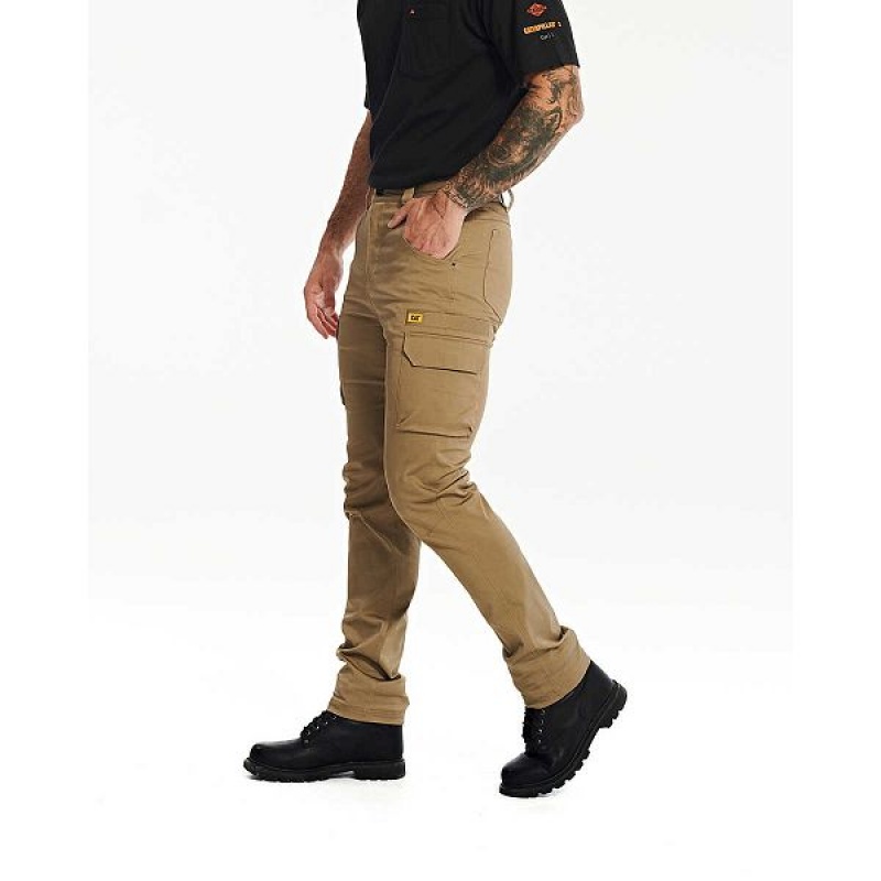 Khaki Men's Caterpillar Coolmax Outdoor Work Pants | 286014-AZW