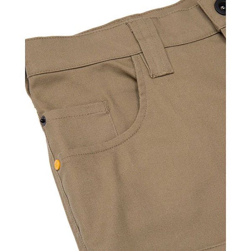 Khaki Men's Caterpillar Double Front Stretch Canvas Straight Fit Utility Pants | 768519-ODQ