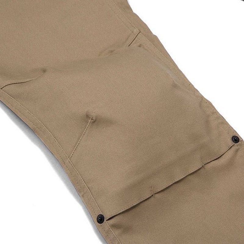 Khaki Men's Caterpillar Double Front Stretch Canvas Straight Fit Utility Pants | 768519-ODQ